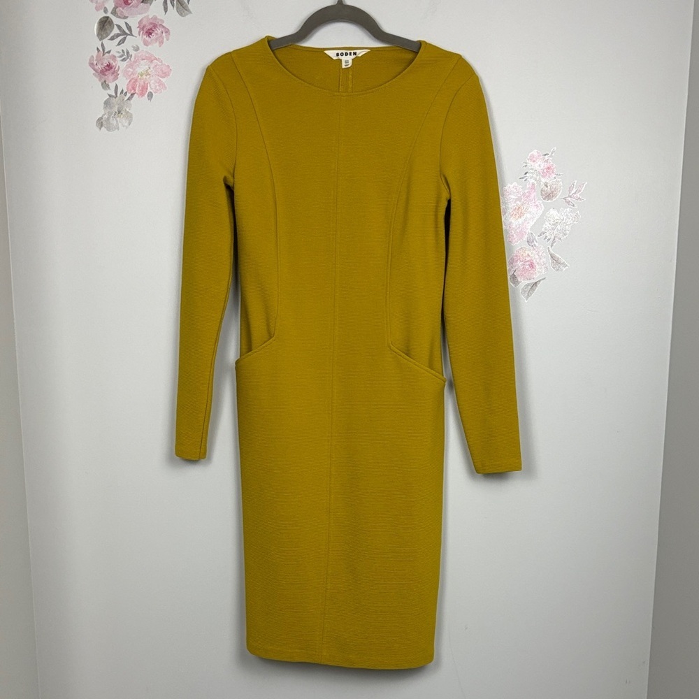 Boden Mustard Yellow Long Sleeve Shift Dress - 4L